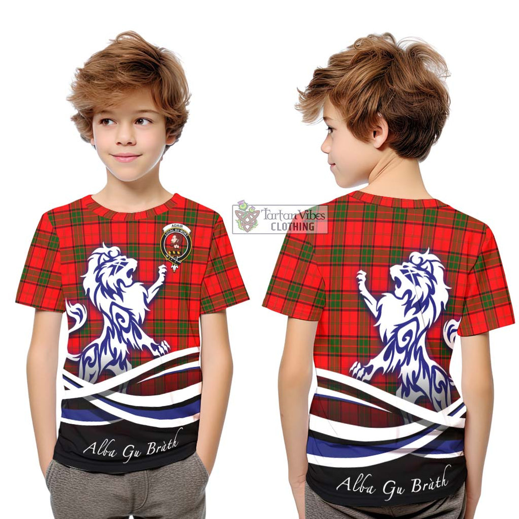 Adair Tartan Kid T-Shirt with Alba Gu Brath Regal Lion Emblem Youth XL Size14 - Tartanvibesclothing Shop