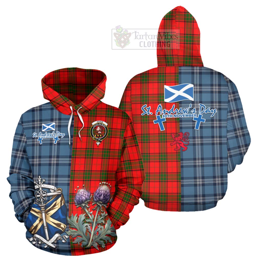 Tartan Vibes Clothing Adair Tartan Hoodie Happy St. Andrew's Day Half Tartan Style