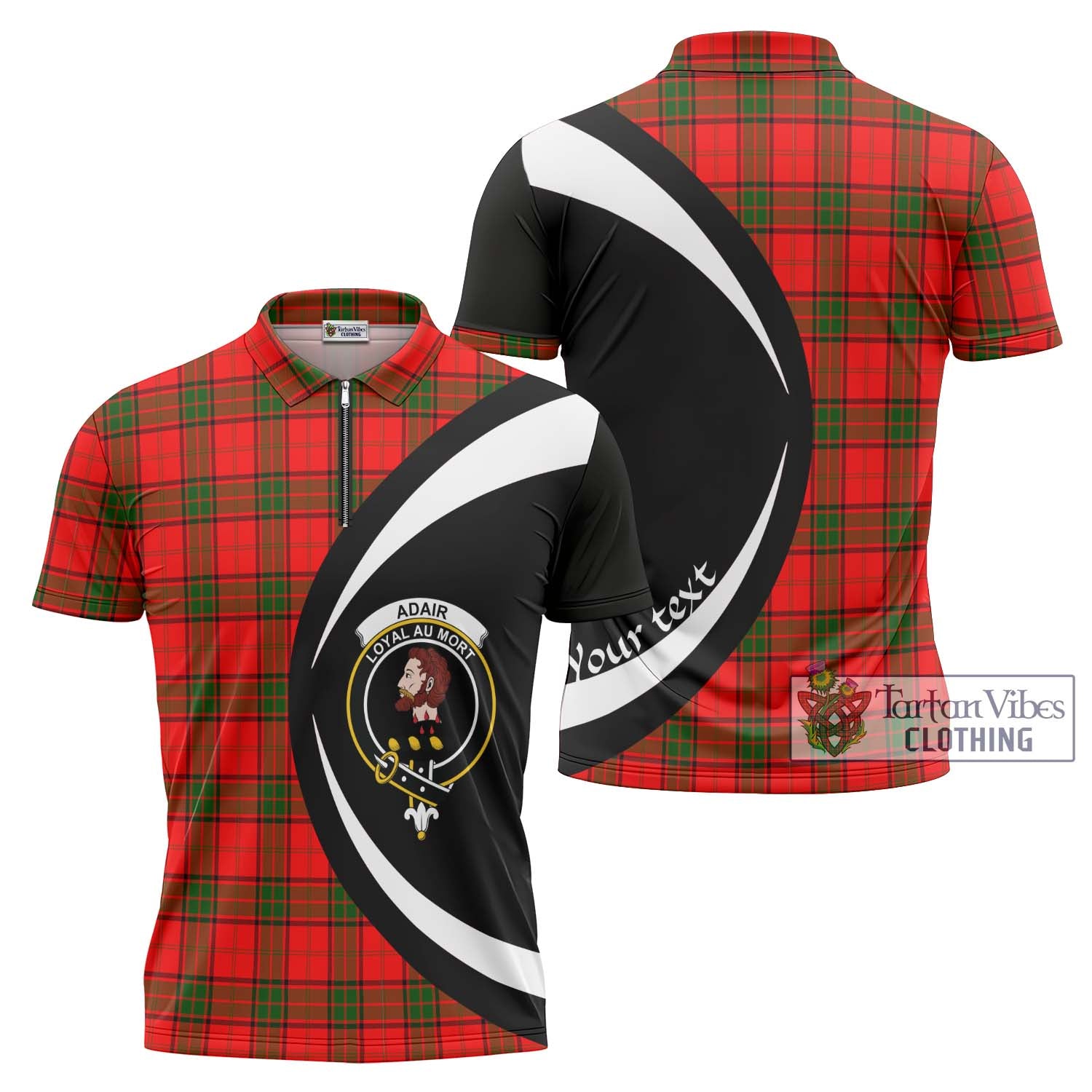 Tartan Vibes Clothing Adair Tartan Zipper Polo Shirt with Family Crest Circle Style