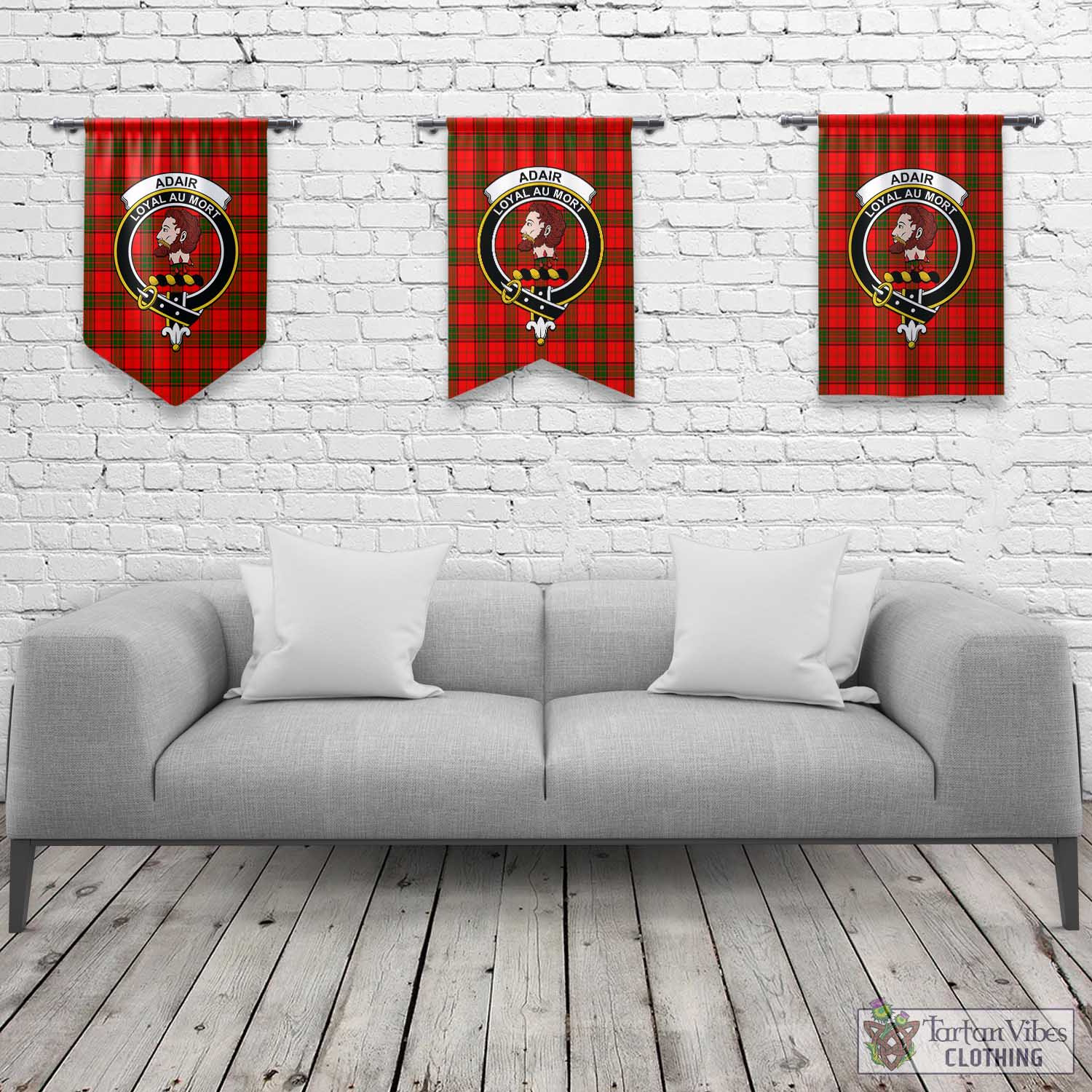 Tartan Vibes Clothing Adair Tartan Gonfalon, Tartan Banner with Family Crest