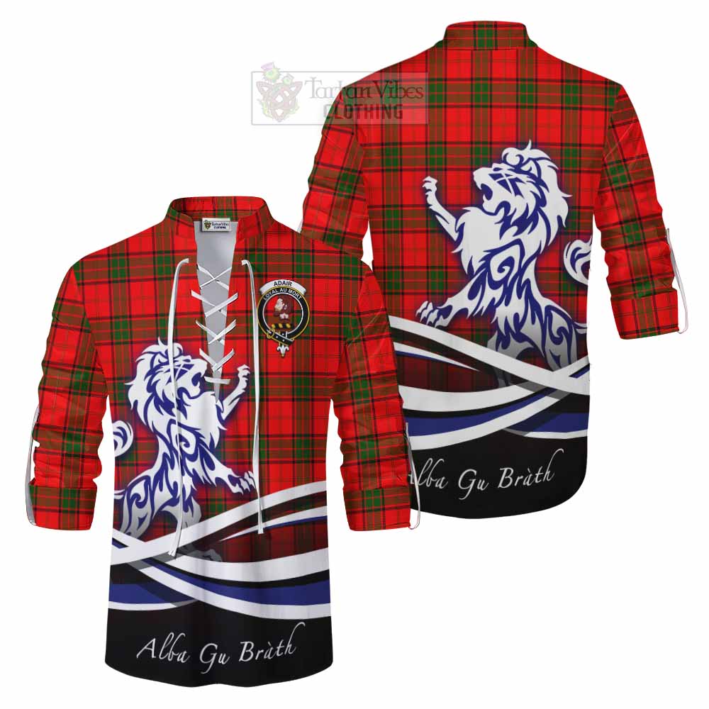 Tartan Vibes Clothing Adair Tartan Ghillie Kilt Shirt with Alba Gu Brath Regal Lion Emblem