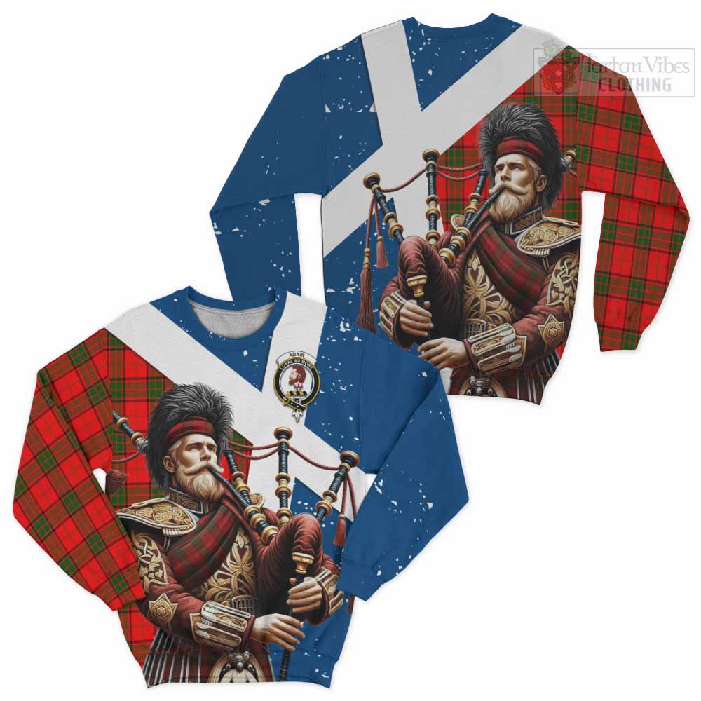 Tartan Vibes Clothing Adair Tartan Sweatshirt with Family Crest Scottish Bagpiper Vibes