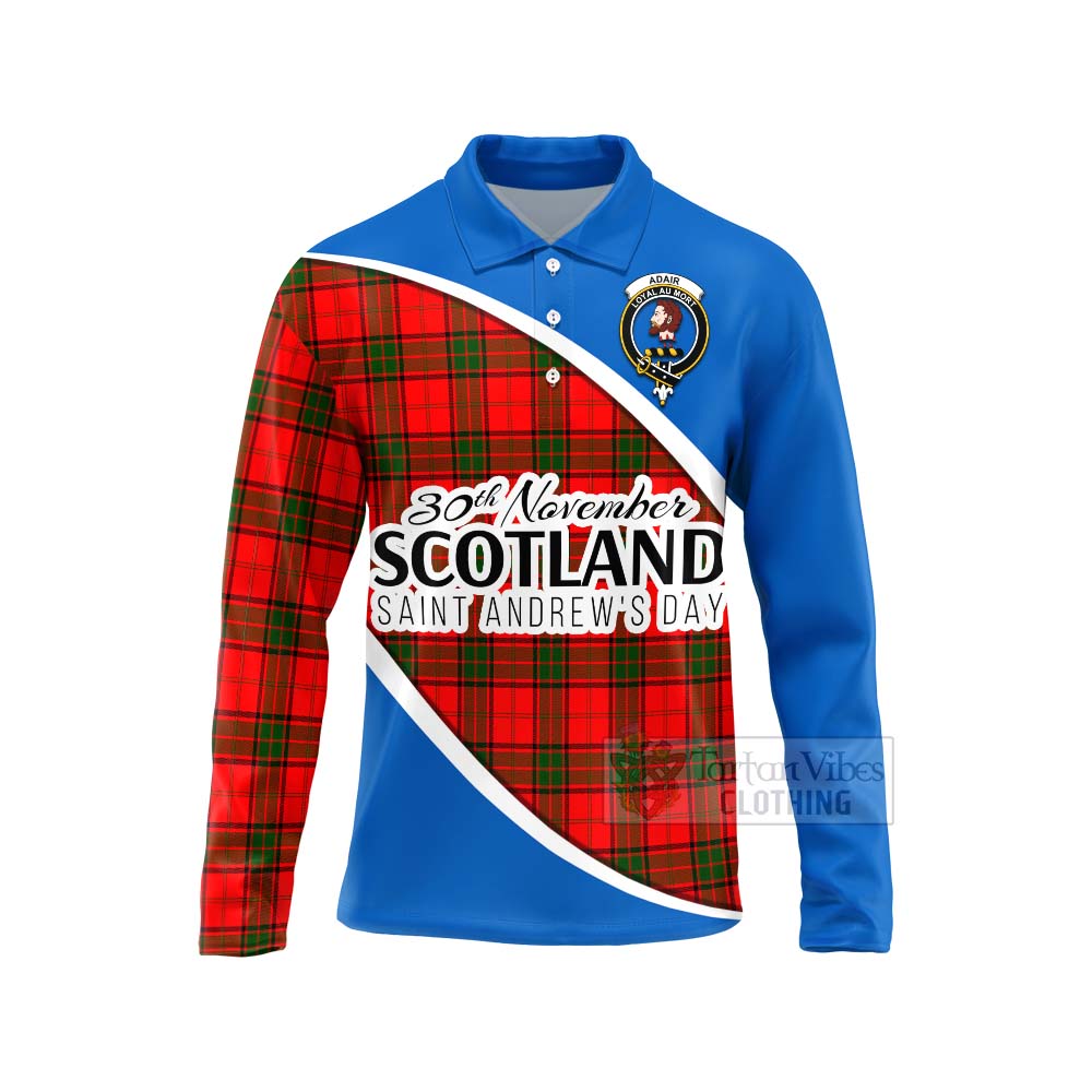 Tartan Vibes Clothing Adair Family Crest Tartan Long Sleeve Polo Shirt Celebrate Saint Andrew's Day in Style