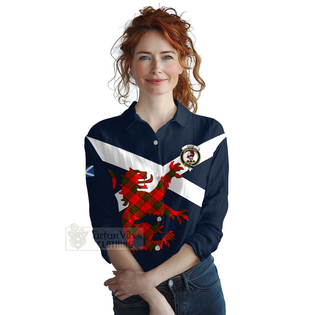 Tartan Vibes Clothing Adair Tartan Lion Rampant Women's Casual Shirt Proudly Display Your Heritage with Alba Gu Brath and Clan Name