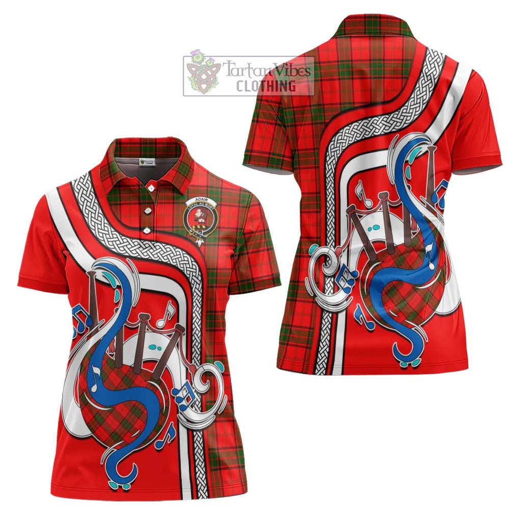 Adair Tartan Women's Polo Shirt with Epic Bagpipe Style Women - Tartanvibesclothing Shop