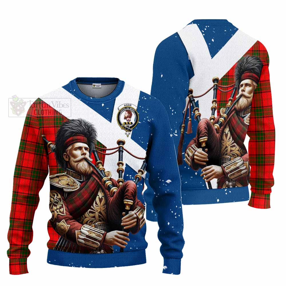 Tartan Vibes Clothing Adair Tartan Knitted Sweater with Family Crest Scottish Bagpiper Vibes