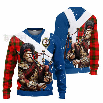 Adair Tartan Knitted Sweater with Family Crest Scottish Bagpiper Vibes