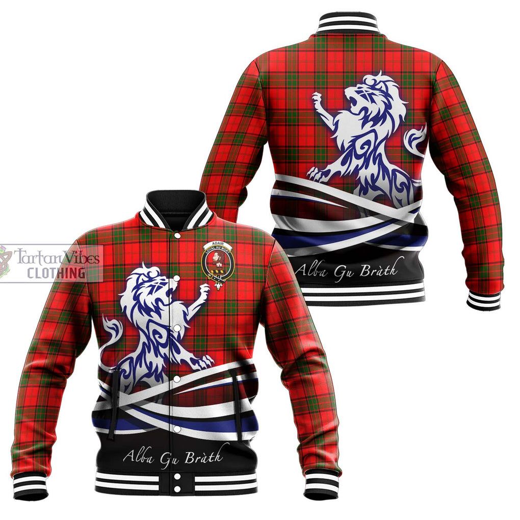 Adair Tartan Baseball Jacket with Alba Gu Brath Regal Lion Emblem Unisex - Tartanvibesclothing Shop