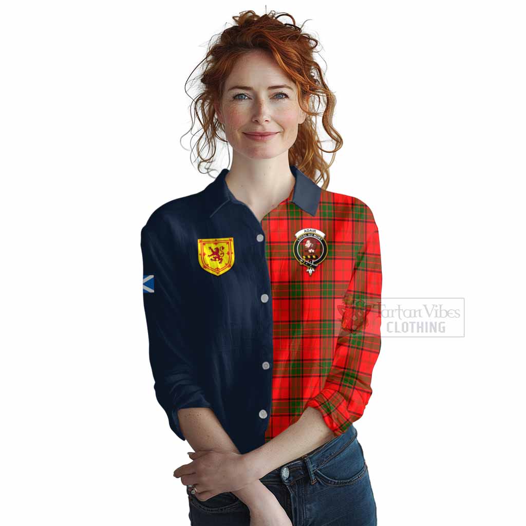 Tartan Vibes Clothing Adair Tartan Women's Casual Shirt Alba with Scottish Lion Royal Arm Half Style