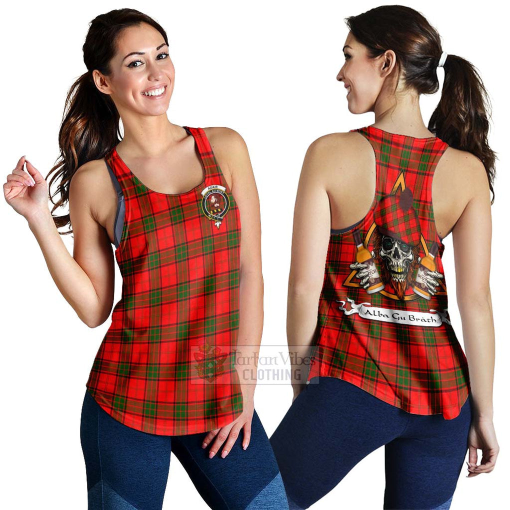 Tartan Vibes Clothing Adair Tartan Women's Racerback Tanks with Family Crest and Bearded Skull Holding Bottles of Whiskey