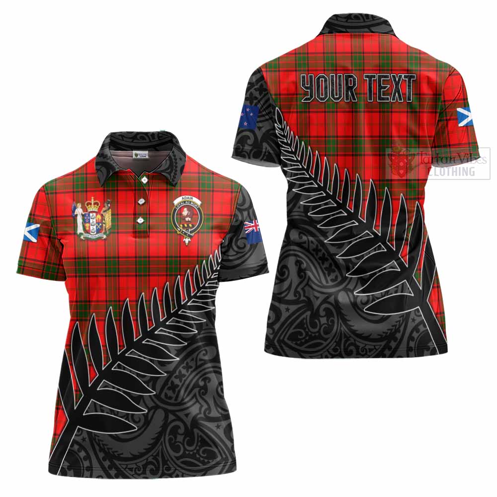 Tartan Vibes Clothing Adair Crest Tartan Women's Polo Shirt with New Zealand Silver Fern Half Style