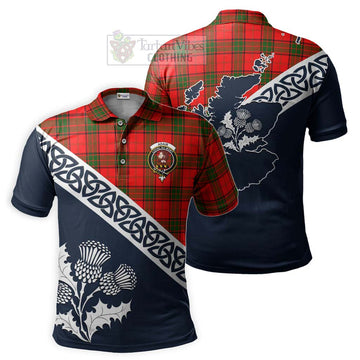 Adair Tartan Polo Shirt Featuring Thistle and Scotland Map