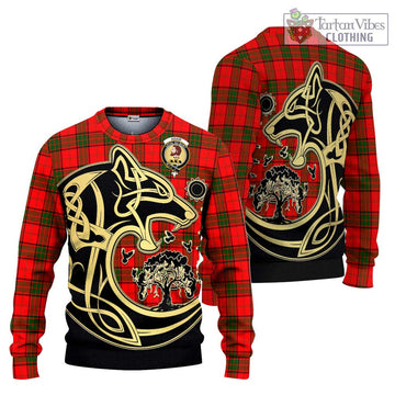 Adair Tartan Ugly Sweater with Family Crest Celtic Wolf Style