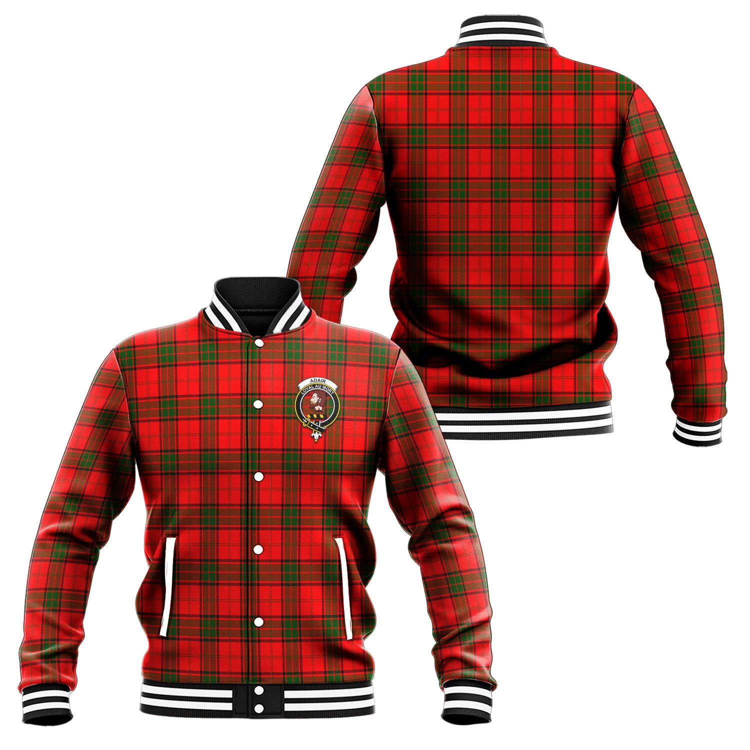 Adair Tartan Baseball Jacket with Family Crest Unisex - Tartan Vibes Clothing