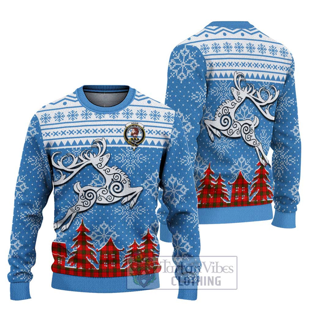 Tartan Vibes Clothing Adair Clan Christmas Ugly Sweater with Tartan and Celtic Raindeer Style