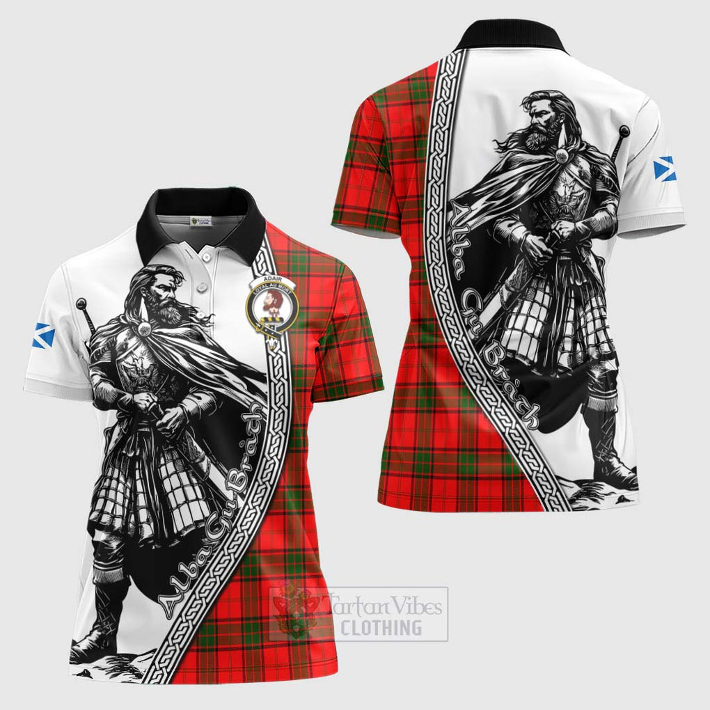 Tartan Vibes Clothing Adair Tartan Clan Crest Women's Polo Shirt with Highlander Warrior Celtic Style