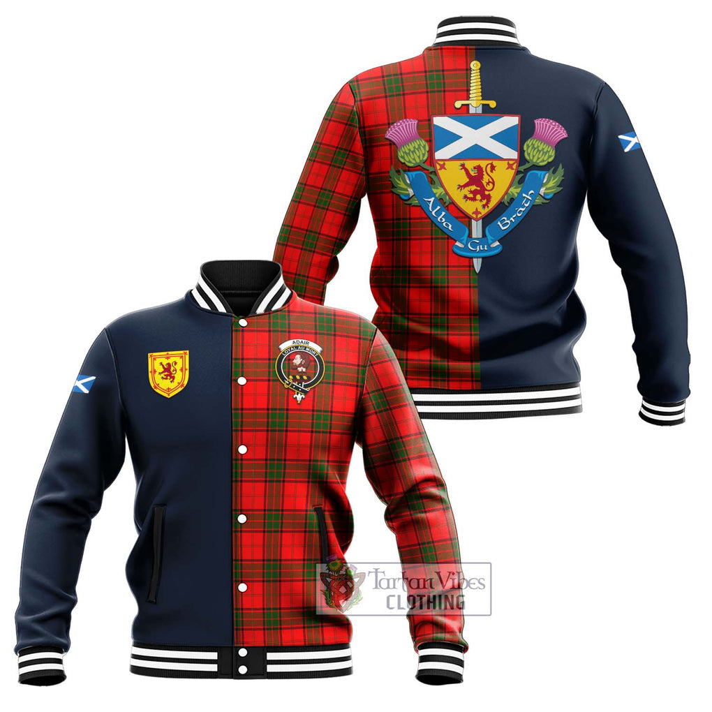 Tartan Vibes Clothing Adair Tartan Baseball Jacket with Scottish Lion Royal Arm Half Style