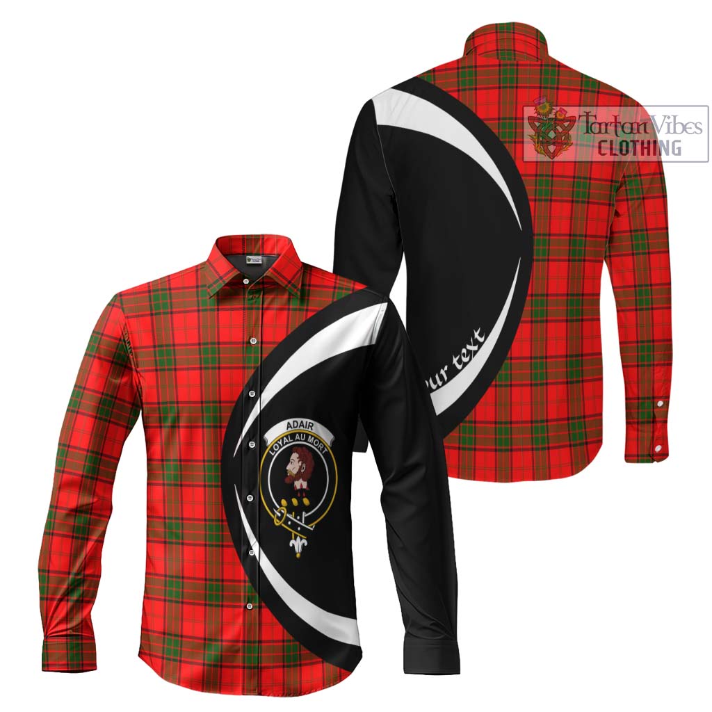 Adair Tartan Long Sleeve Button Up with Family Crest Circle Style Men's Shirt S - Tartan Vibes Clothing