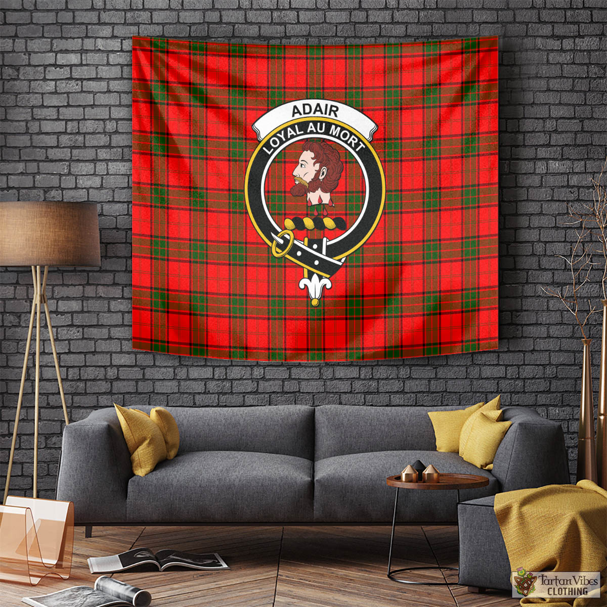 Tartan Vibes Clothing Adair Tartan Tapestry Wall Hanging and Home Decor for Room with Family Crest