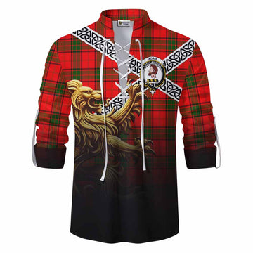 Adair Crest Tartan Ghillie Kilt Shirt with Golden Lion Emblem Celtic Style Men - Tartan Vibes Clothing