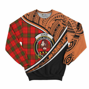 Adair Crest Tartan Sweatshirt with Polynesian Vibes Style - Orange Version