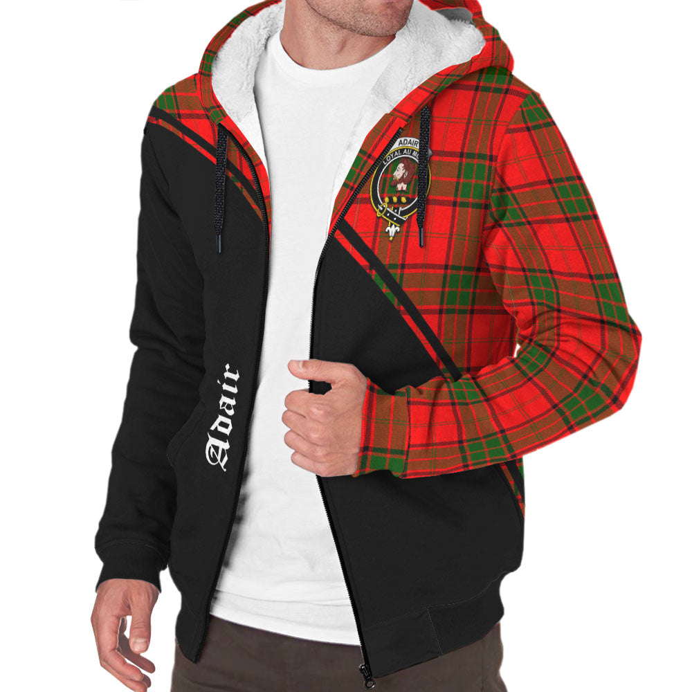 Adair Tartan Sherpa Hoodie with Family Crest Curve Style Unisex - Tartanvibesclothing