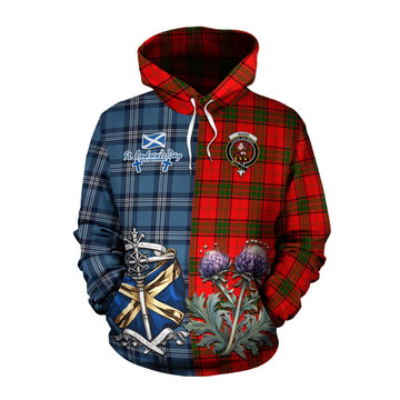 Adair Tartan Cotton Hoodie Happy St. Andrew's Day Half Tartan Style