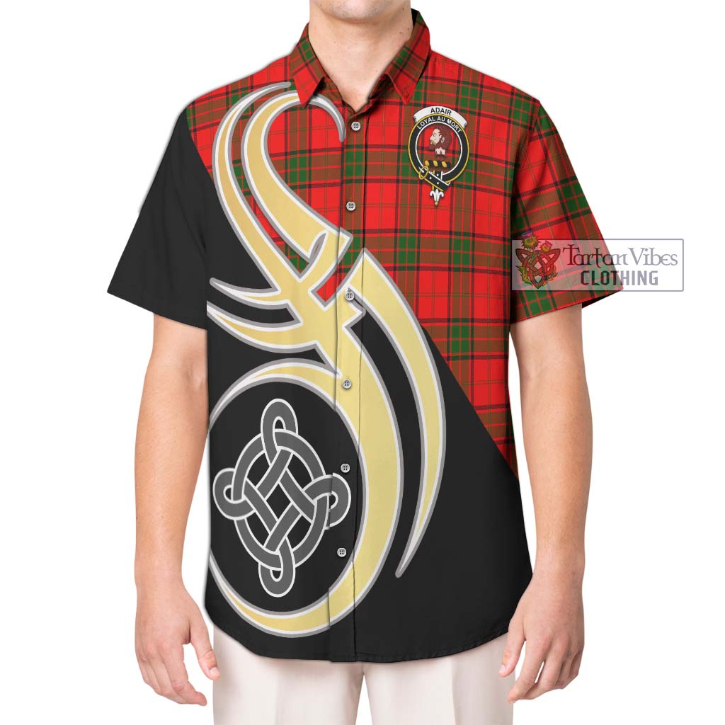 Adair Tartan Short Sleeve Button Shirt with Family Crest and Celtic Symbol Style Kid - Tartan Vibes Clothing