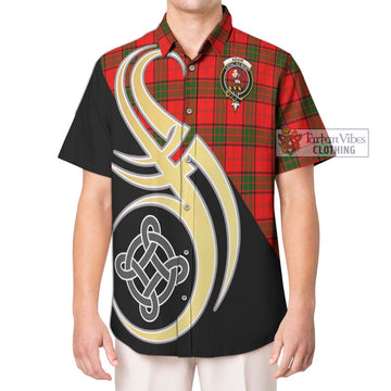 Adair Tartan Short Sleeve Button Shirt with Family Crest and Celtic Symbol Style