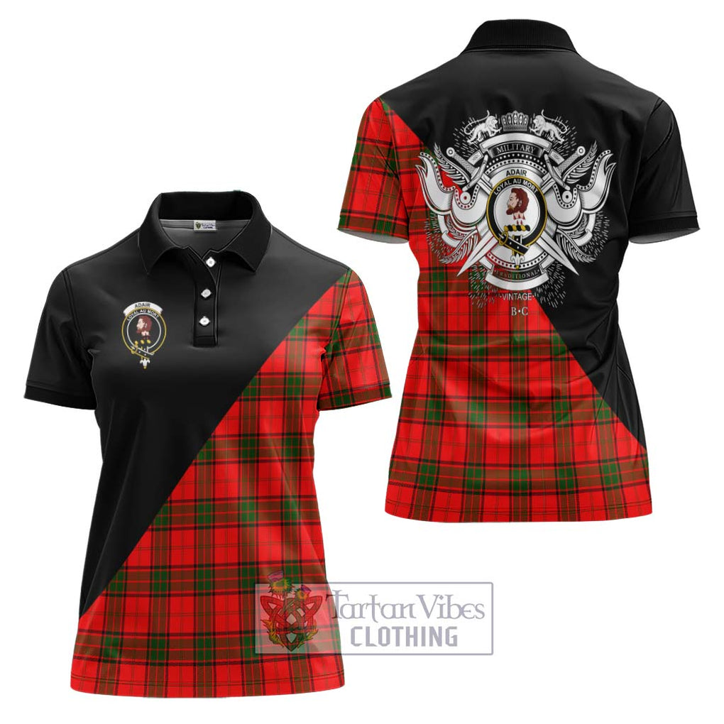 Adair Tartan Women's Polo Shirt with Family Crest and Military Logo Style Women - Tartanvibesclothing Shop