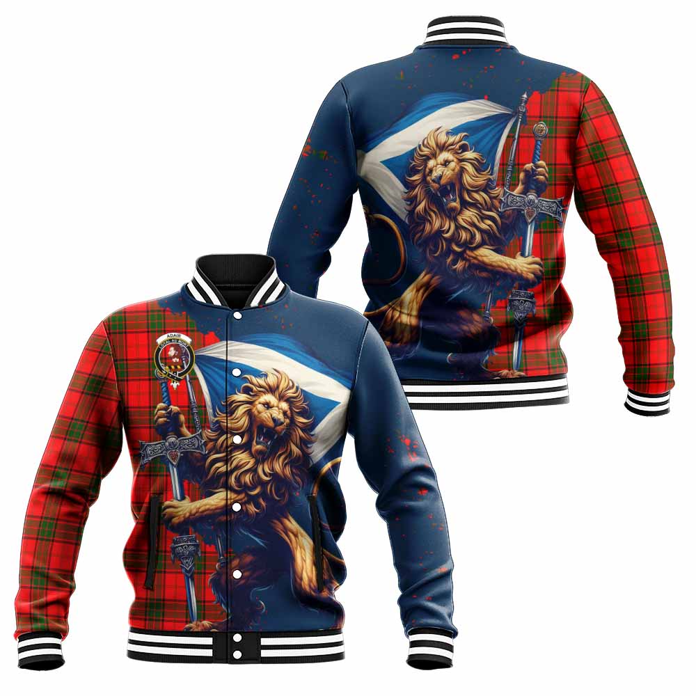 Tartan Vibes Clothing Adair Tartan Family Crest Baseball Jacket with Scottish Majestic Lion