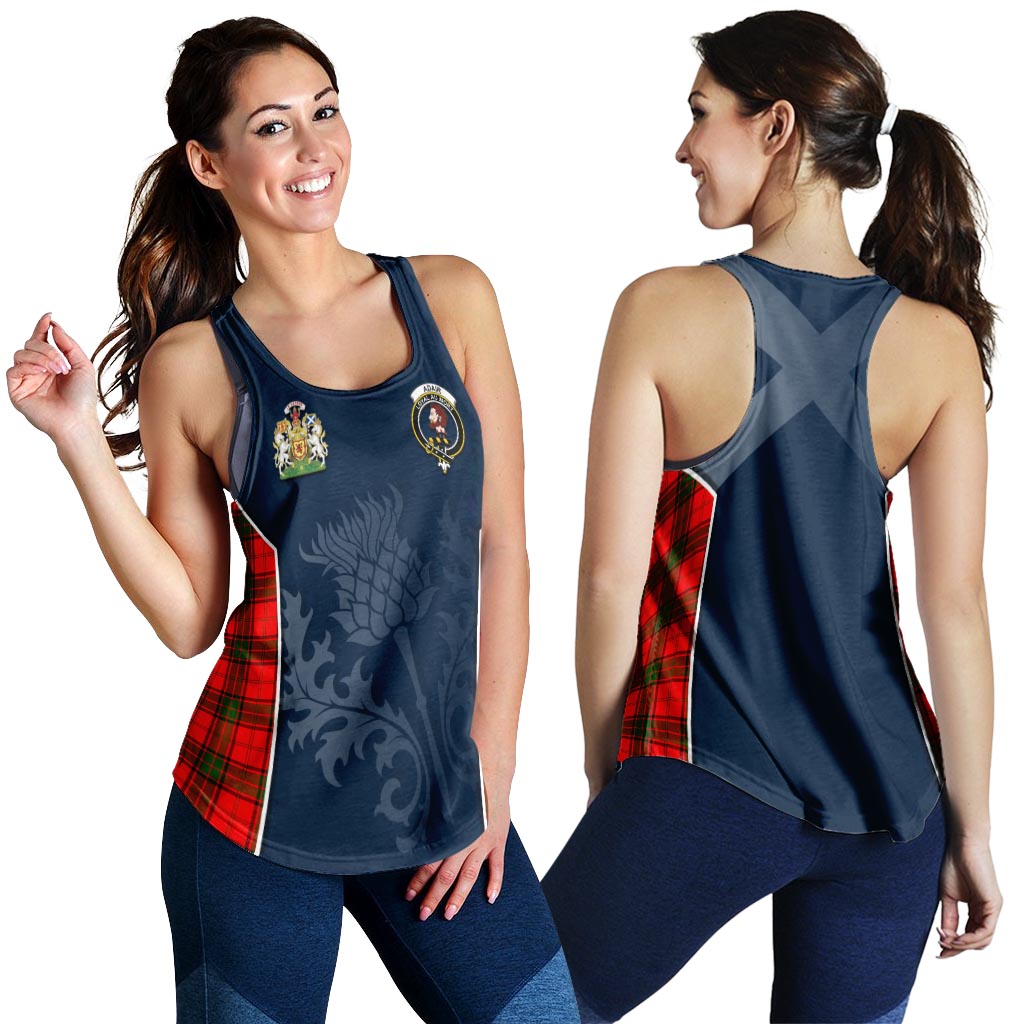 Tartan Vibes Clothing Adair Tartan Women's Racerback Tanks with Family Crest and Scottish Thistle Vibes Sport Style