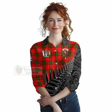 Adair Crest Tartan Women's Casual Shirt with New Zealand Silver Fern Half Style