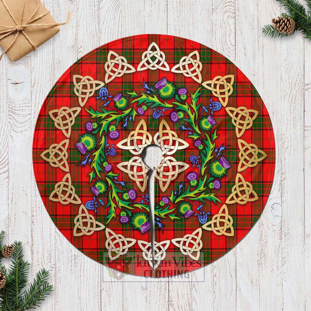 Tartan Vibes Clothing Adair Tartan Christmas Tree Skirt with Thistle Celtic Knot Style