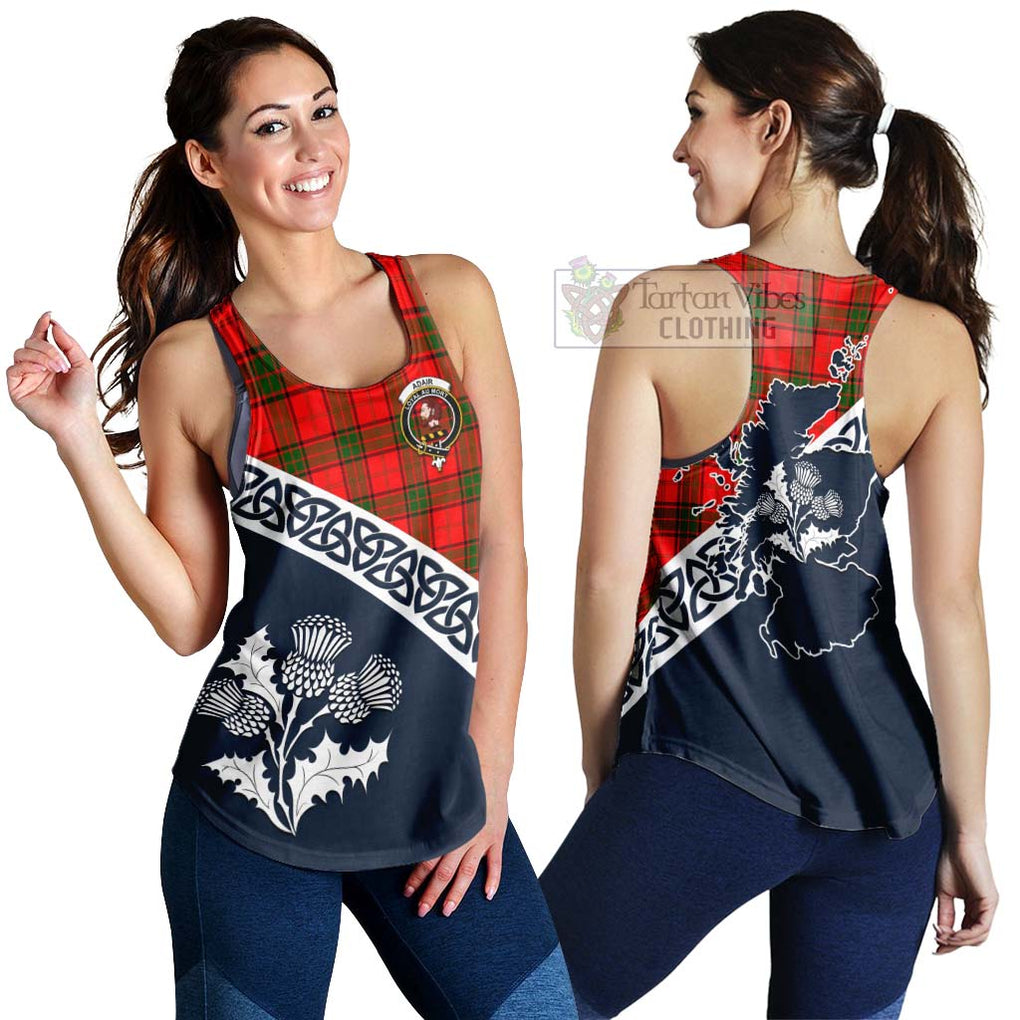 Tartan Vibes Clothing Adair Tartan Women's Racerback Tanks Featuring Thistle and Scotland Map