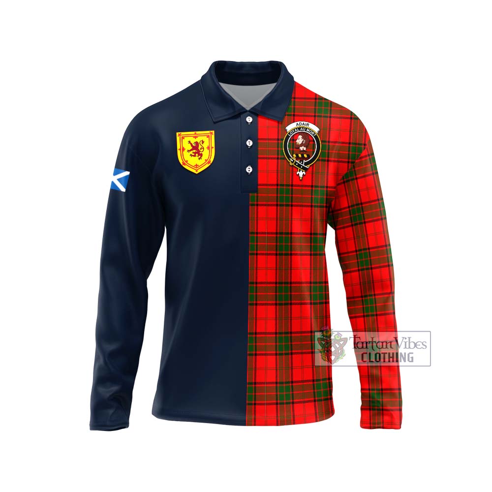 Tartan Vibes Clothing Adair Tartan Long Sleeve Polo Shirt with Scottish Lion Royal Arm Half Style