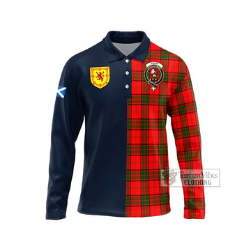 Adair Tartan Long Sleeve Polo Shirt Alba with Scottish Lion Royal Arm Half Style