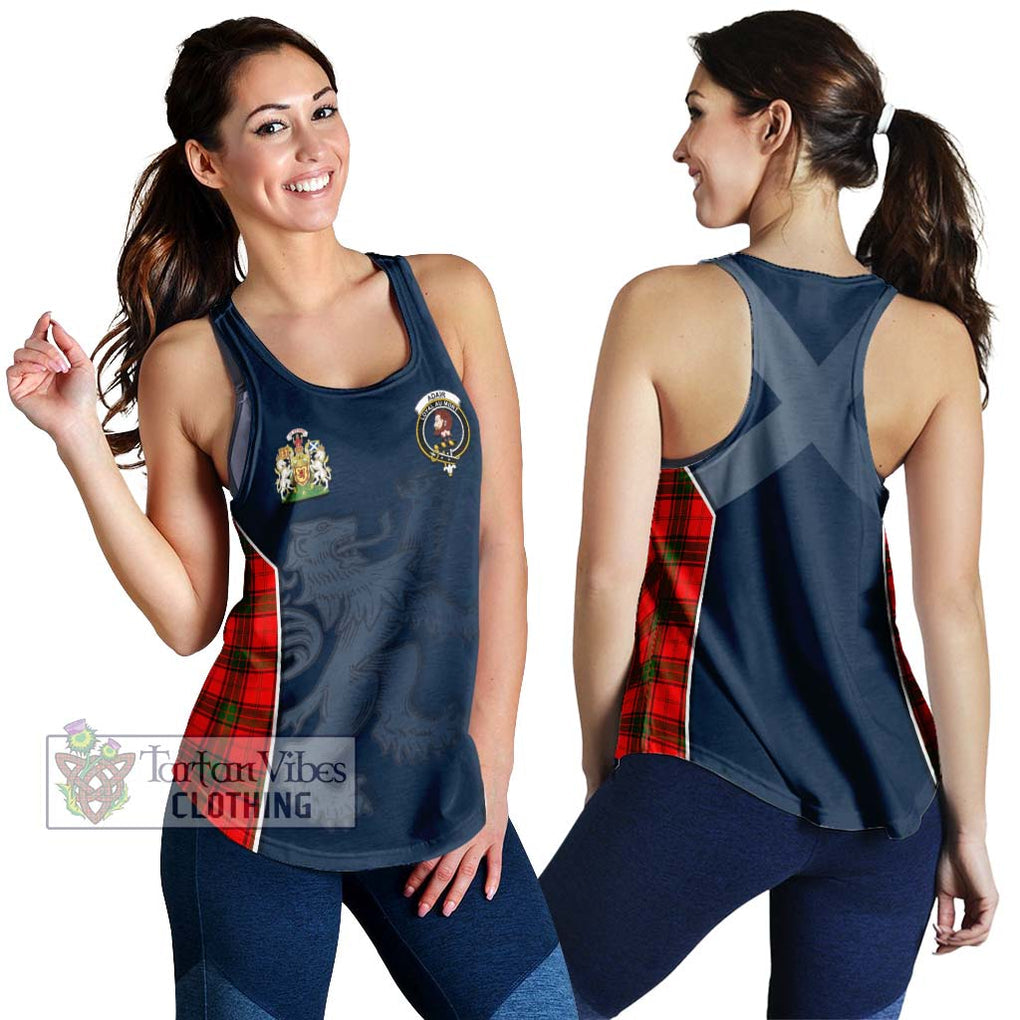 Adair Tartan Women's Racerback Tanks with Family Crest and Lion Rampant Vibes Sport Style 4XL - Tartan Vibes Clothing