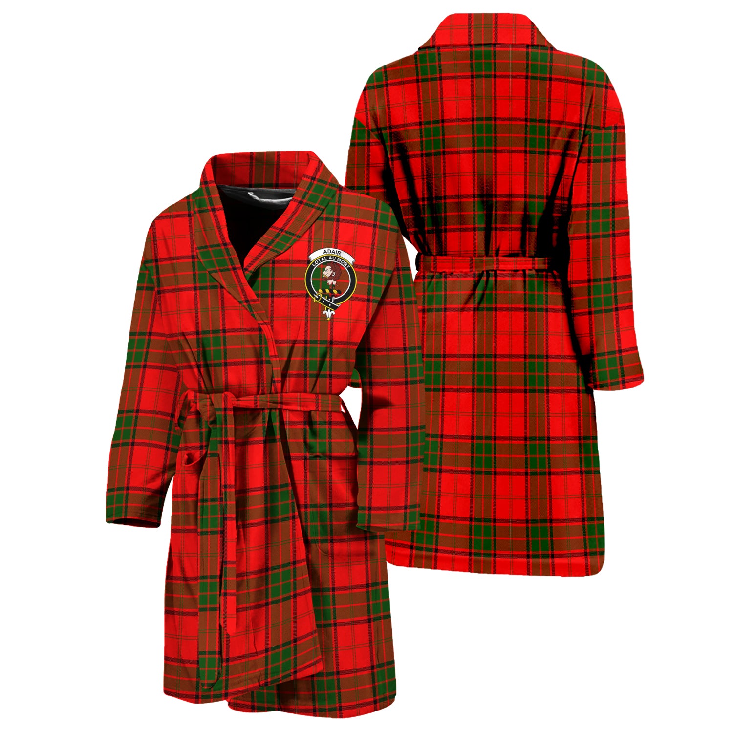 Adair Tartan Bathrobe with Family Crest Unisex S - Tartan Vibes Clothing