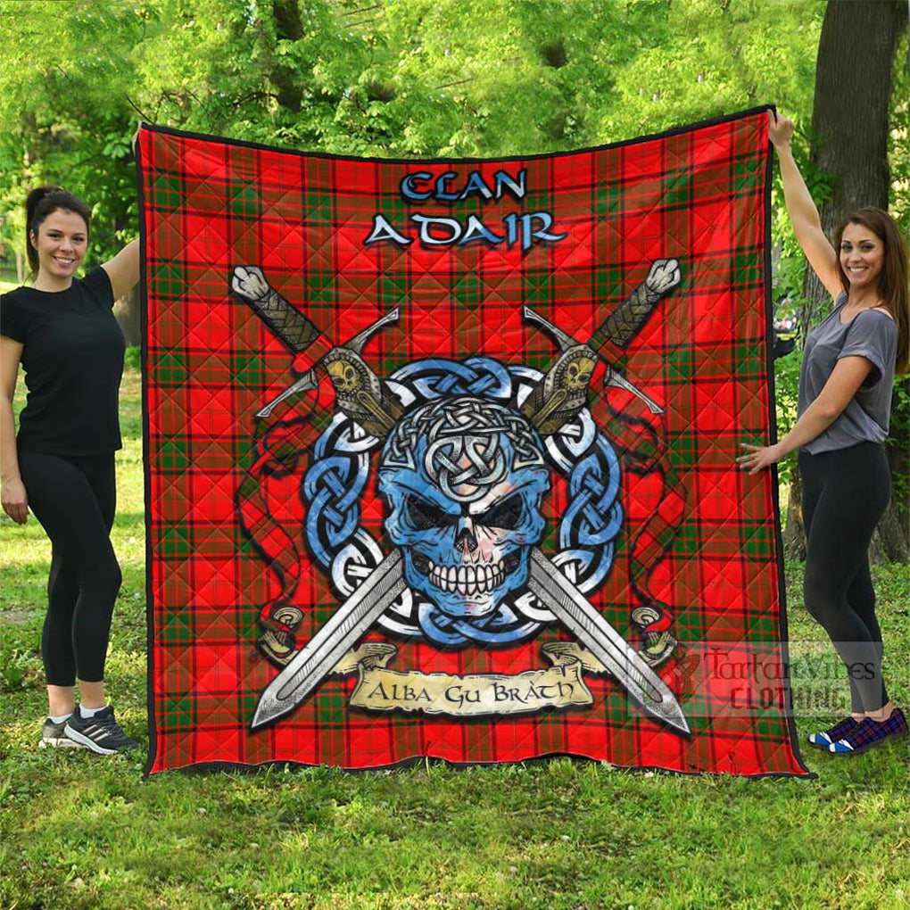 Tartan Vibes Clothing Adair Tartan Quilt with Celtic Skull Alba Gu Brath Style