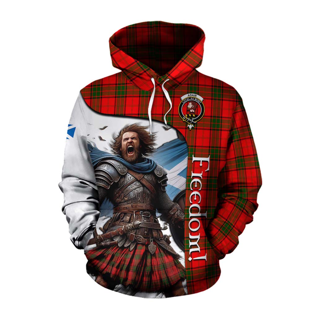 Tartan Vibes Clothing Adair Crest Tartan Cotton Hoodie Inspired by the Freedom of Scottish Warrior