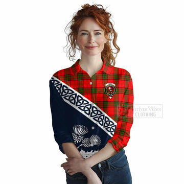 Adair Tartan Women's Casual Shirt Featuring Thistle and Scotland Map