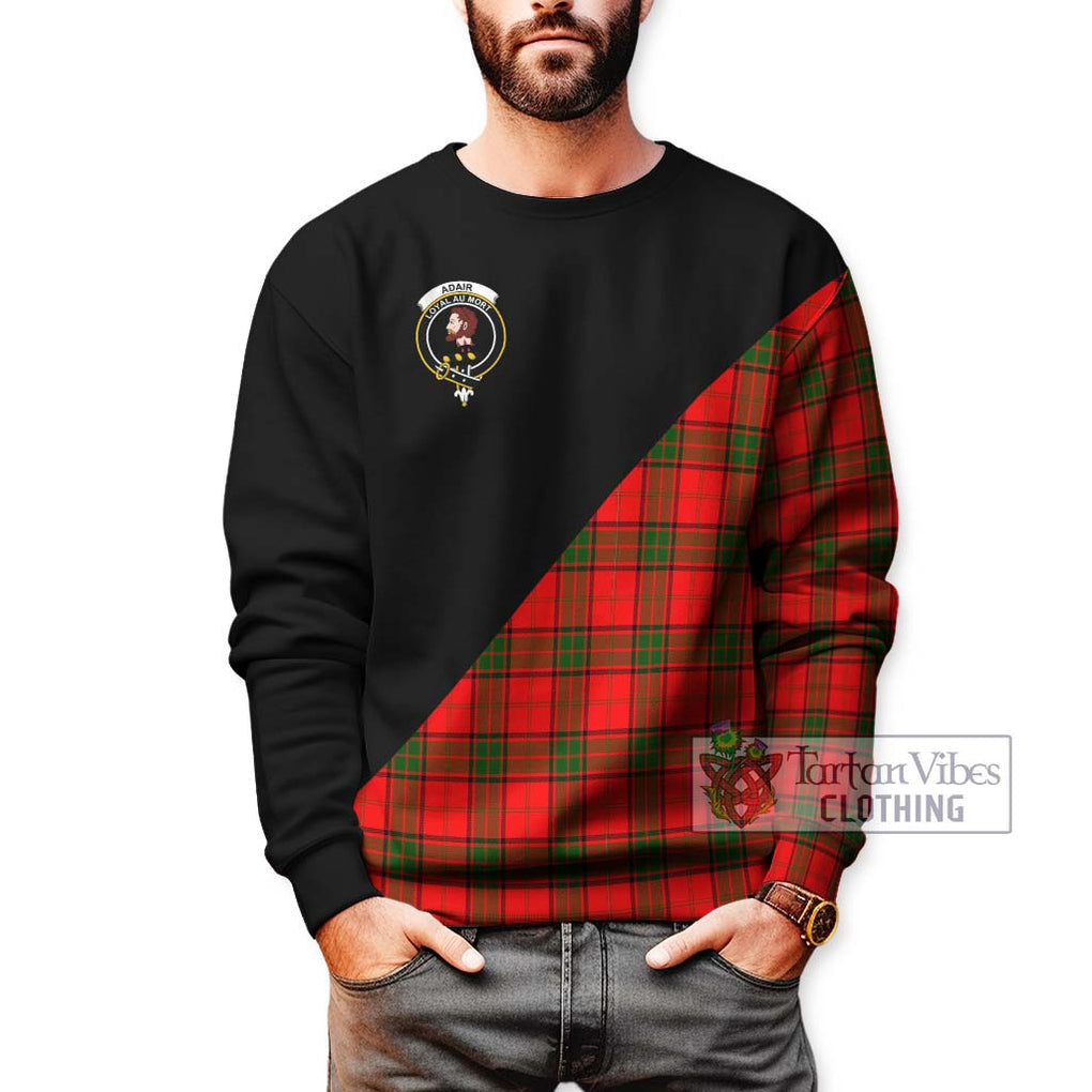 Adair Tartan Sweatshirt with Family Crest and Military Logo Style Unisex - Tartanvibesclothing Shop