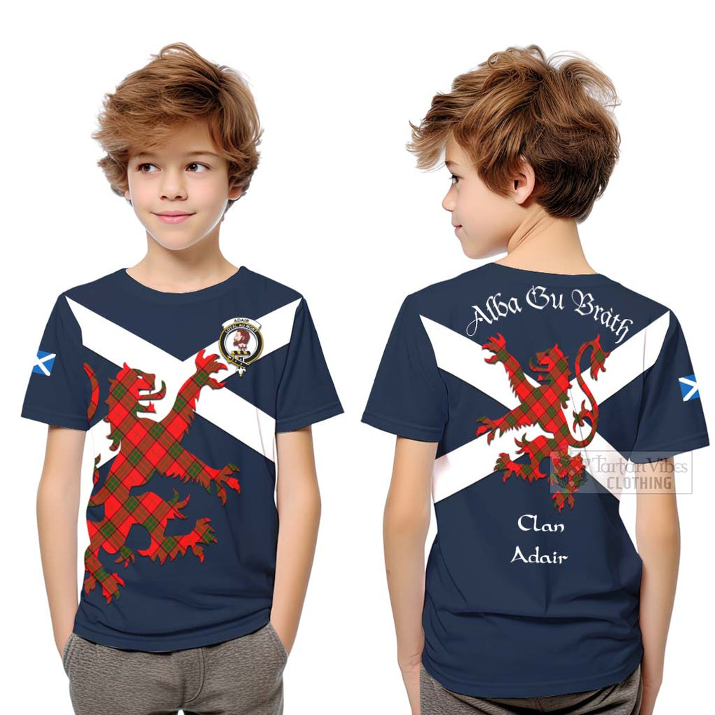 Tartan Vibes Clothing Adair Tartan Lion Rampant Kid T-Shirt – Proudly Display Your Heritage with Alba Gu Brath and Clan Name