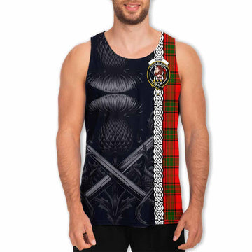 Adair Tartan Men's Tank Top with Family Crest Cross Sword Thistle Celtic Vibes