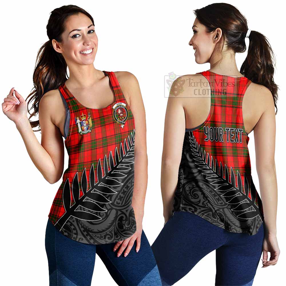 Tartan Vibes Clothing Adair Crest Tartan Women's Racerback Tanks with New Zealand Silver Fern Half Style