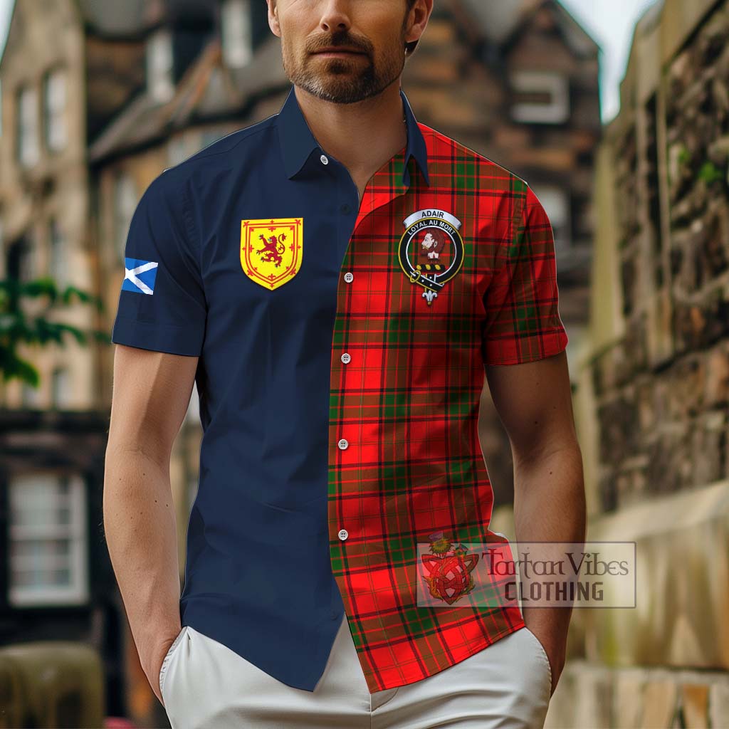 Tartan Vibes Clothing Adair Tartan Short Sleeve Button Shirt with Scottish Lion Royal Arm Half Style