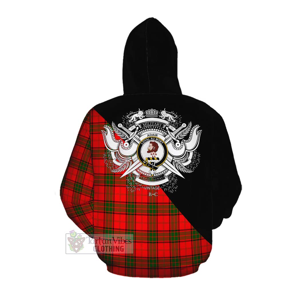 Tartan Vibes Clothing Adair Tartan Cotton Hoodie with Family Crest and Military Logo Style