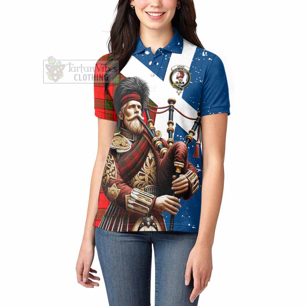 Tartan Vibes Clothing Adair Tartan Women's Polo Shirt with Family Crest Scottish Bagpiper Vibes