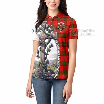 Adair Tartan Women's Polo Shirt with Family Crest and St. Andrew's Cross Accented by Thistle Vines